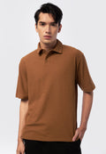 Short Sleeve Textured Polo Shirt Bronze
