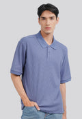 Short Sleeve Textured Polo Shirt Dusty Blue