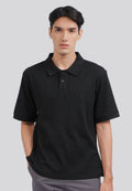 Short Sleeve Textured Polo Shirt Black
