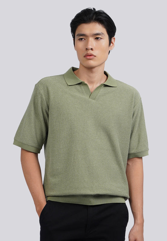 Two Tone Textured Polo Shirt