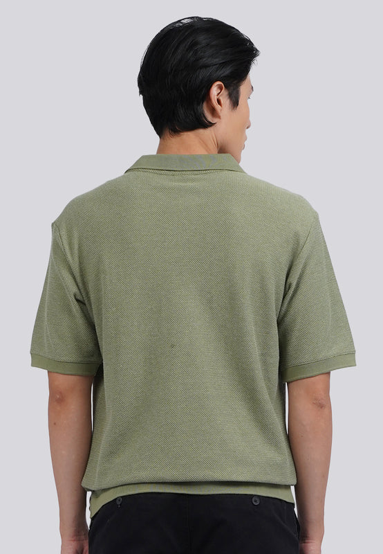 Two Tone Textured Polo Shirt