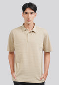 Textured Polo Shirt with Button Oat