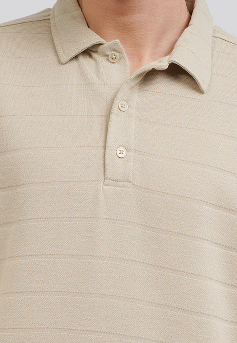Textured Polo Shirt with Button Oat