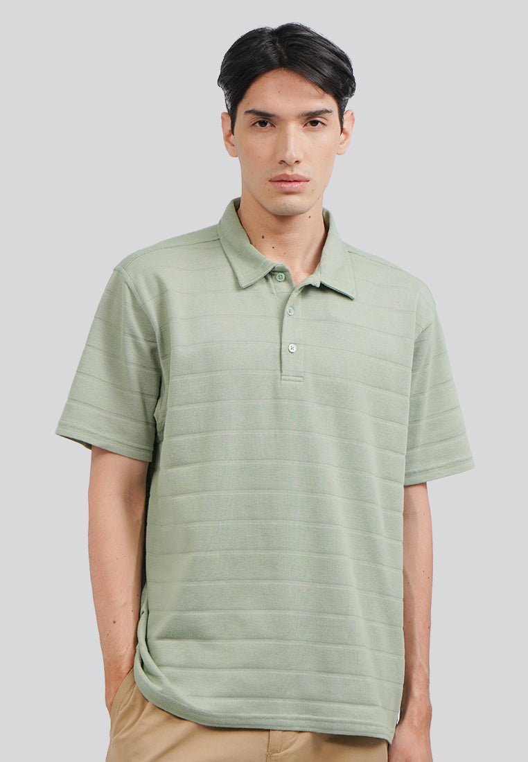 Textured Polo Shirt with Button Mint