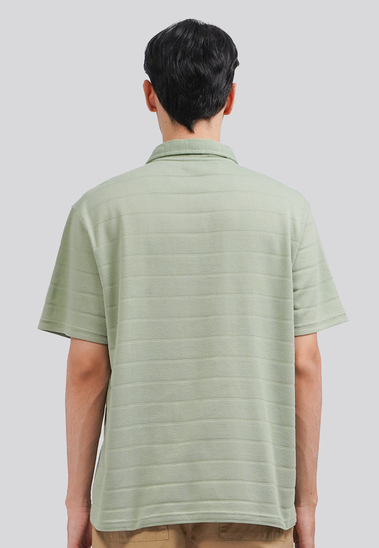 Textured Polo Shirt with Button Mint