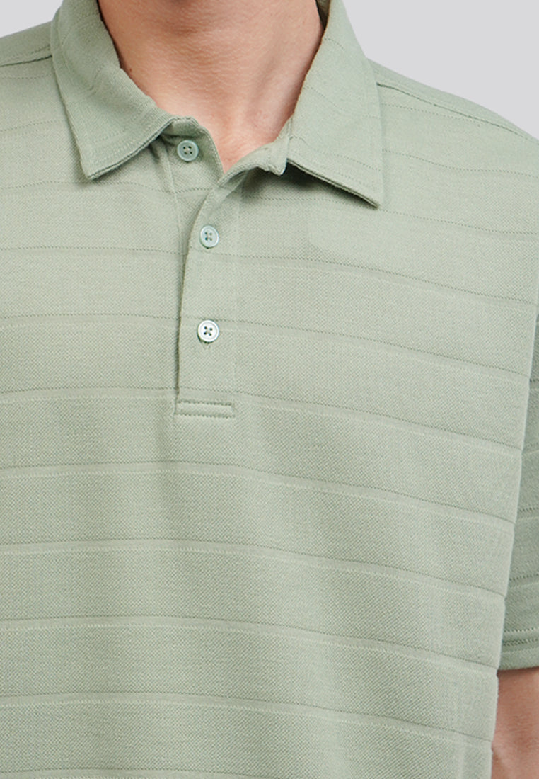 Textured Polo Shirt with Button Mint