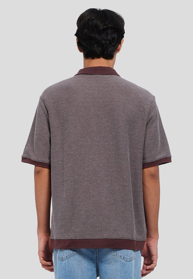 Textured Short Sleeve Polo Shirt