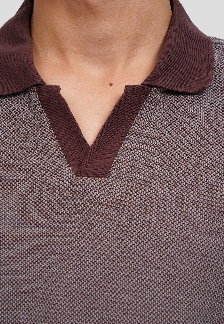 Textured Short Sleeve Polo Shirt