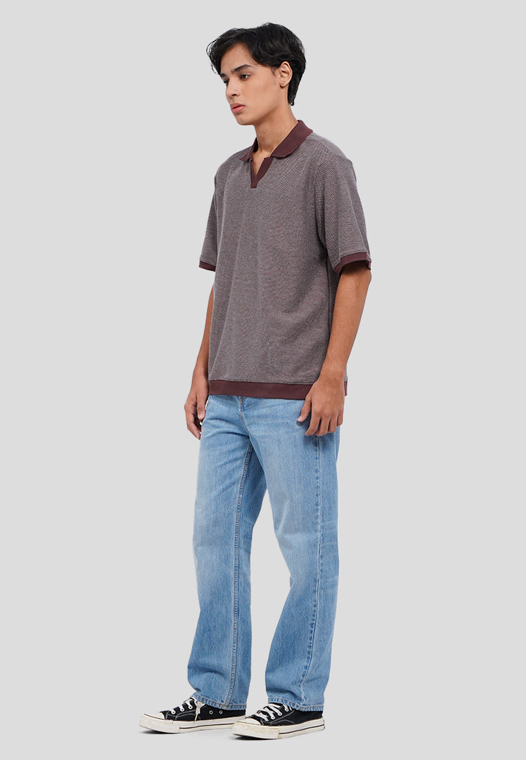 Textured Short Sleeve Polo Shirt