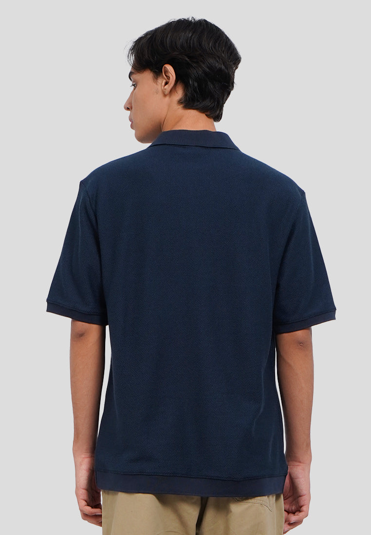 Textured Short Sleeve Polo Shirt