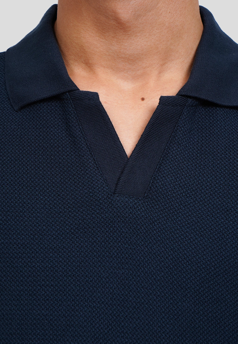 Textured Short Sleeve Polo Shirt