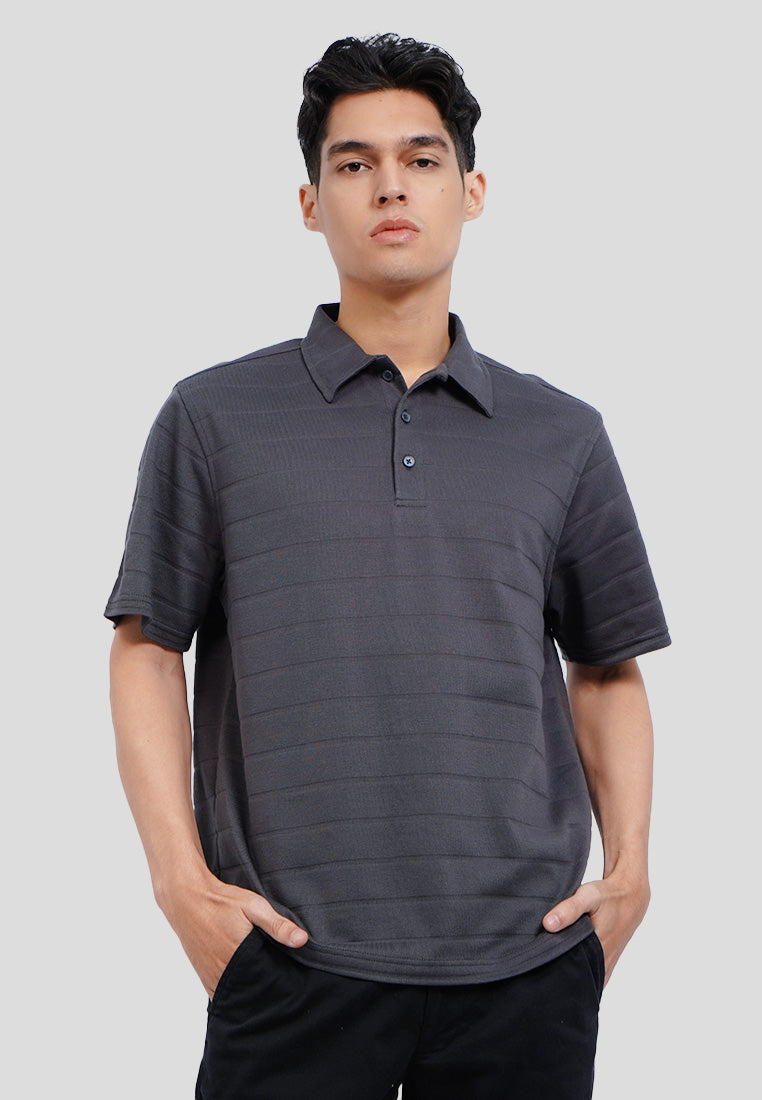 V-Neck Textured Polo Shirt