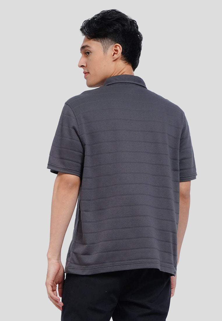 V-Neck Textured Polo Shirt