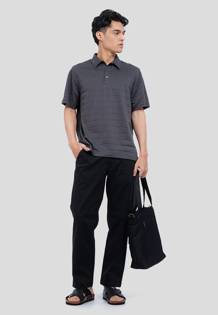 V-Neck Textured Polo Shirt