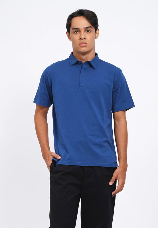 Hidden Placket Short Sleeve Polo Shirt
