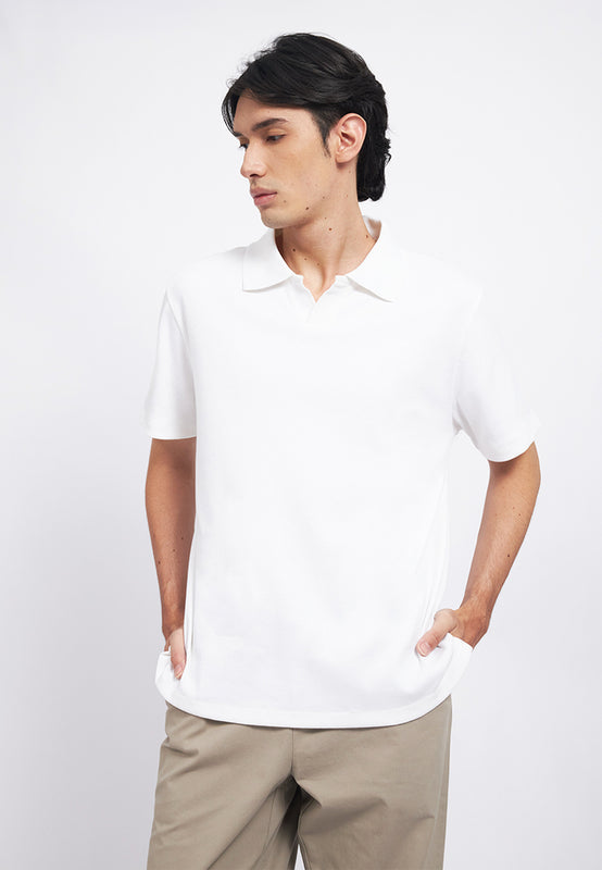 Short Sleeve V-Neck Rib Polo Shirt