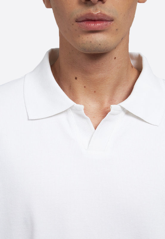 Short Sleeve V-Neck Rib Polo Shirt