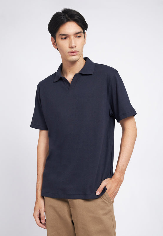 Short Sleeve V-Neck Rib Polo Shirt