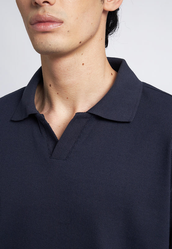 Short Sleeve V-Neck Rib Polo Shirt