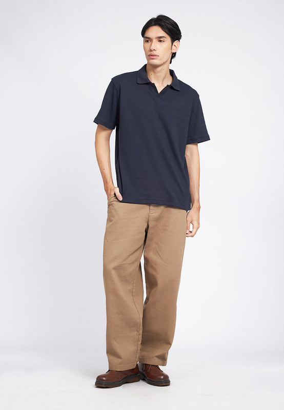 Short Sleeve V-Neck Rib Polo Shirt