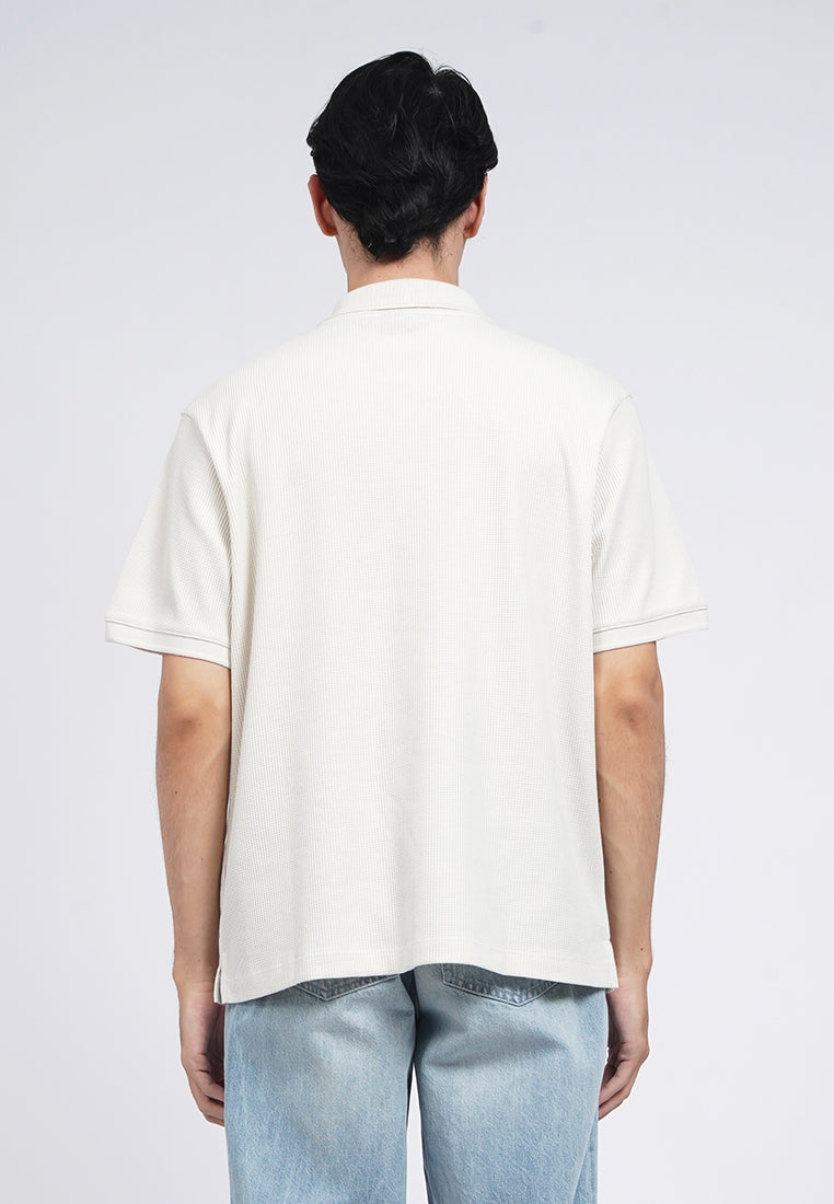 Short Sleeve Waffle Polo Shirt