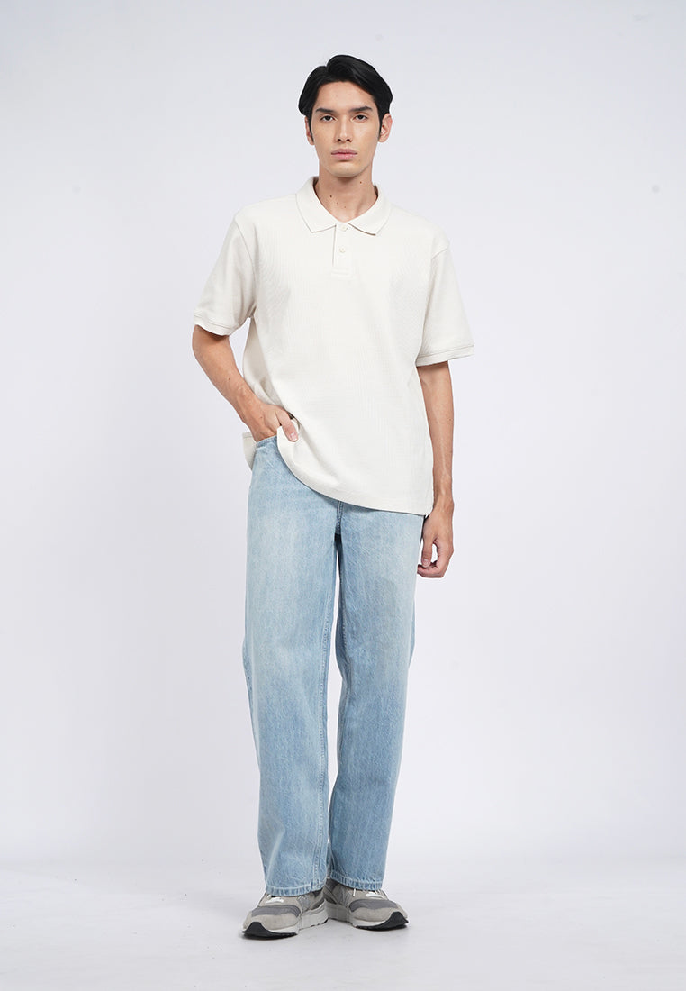 Short Sleeve Waffle Polo Shirt