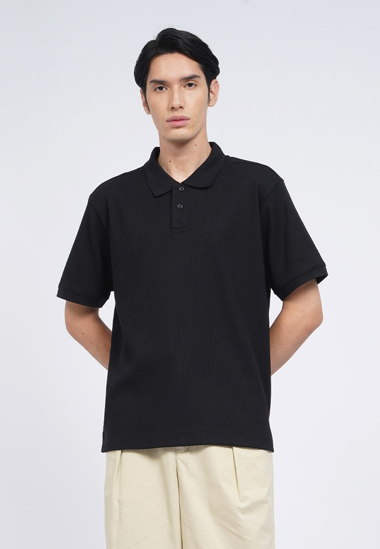 Short Sleeve Waffle Polo Shirt