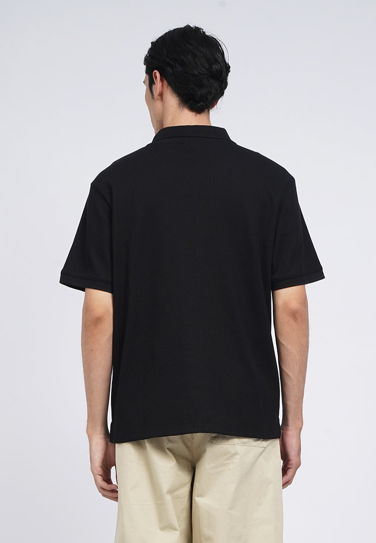 Short Sleeve Waffle Polo Shirt