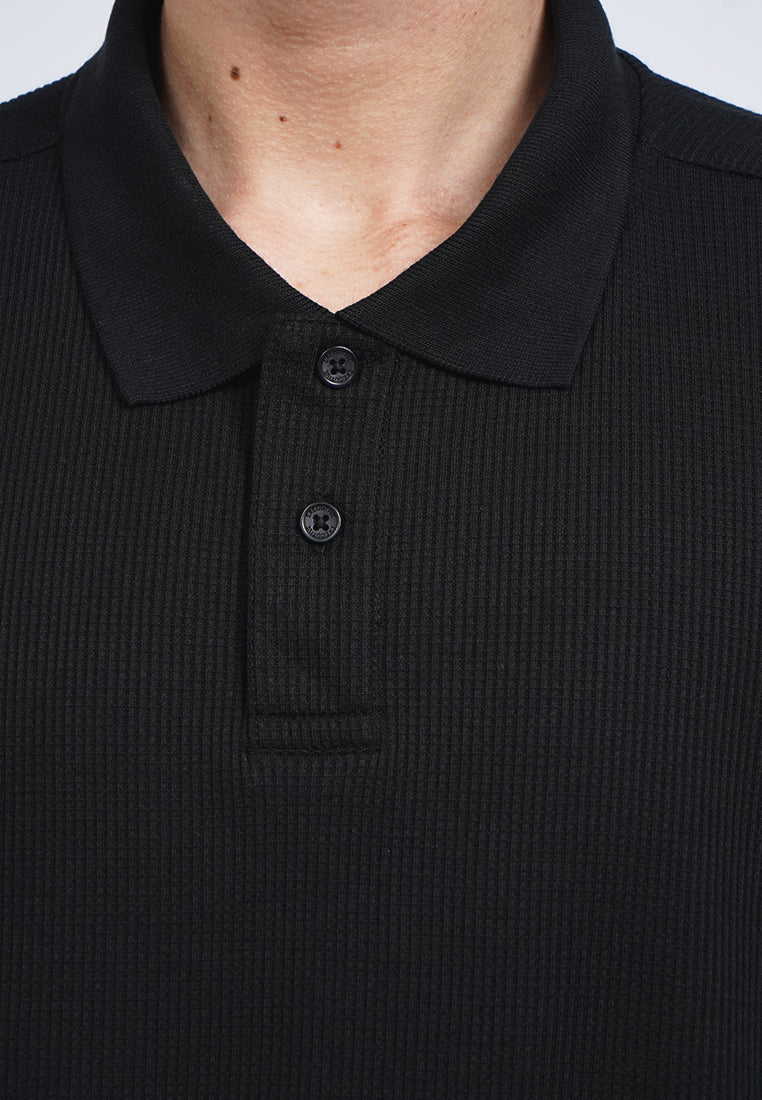 Short Sleeve Waffle Polo Shirt
