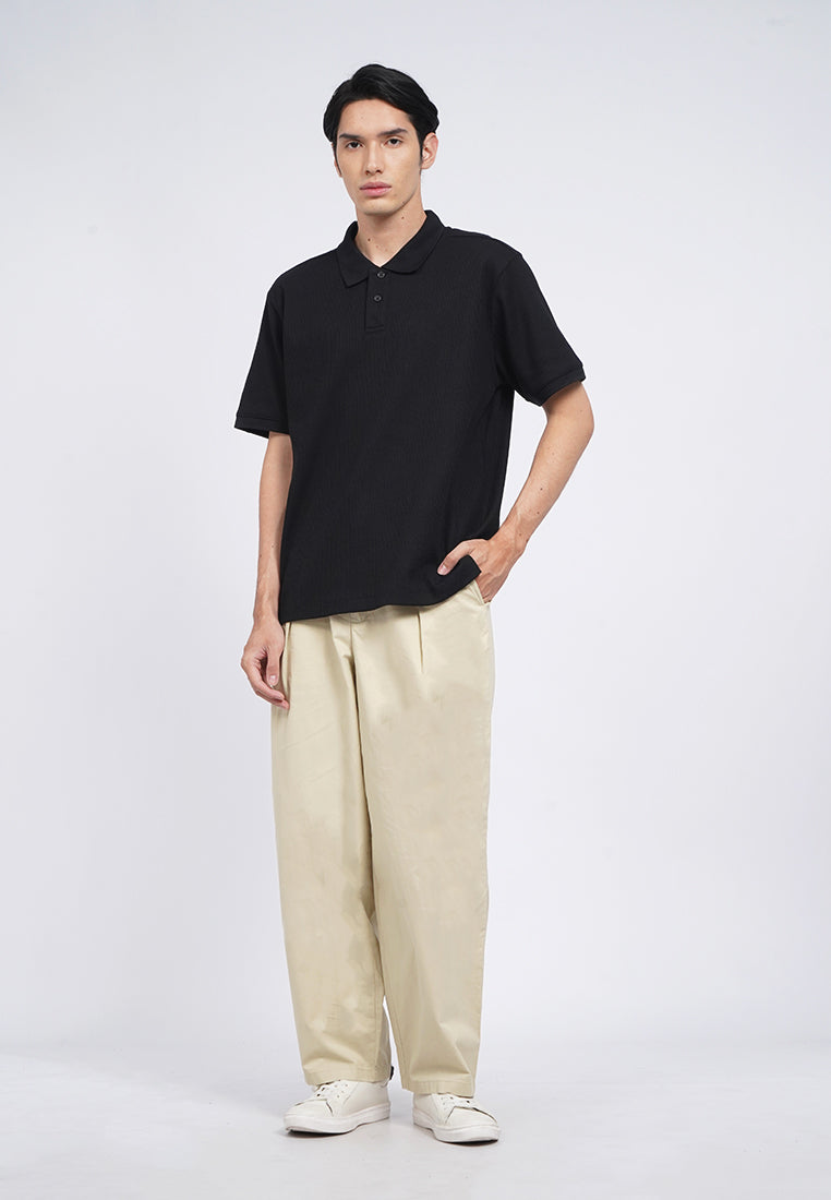 Short Sleeve Waffle Polo Shirt