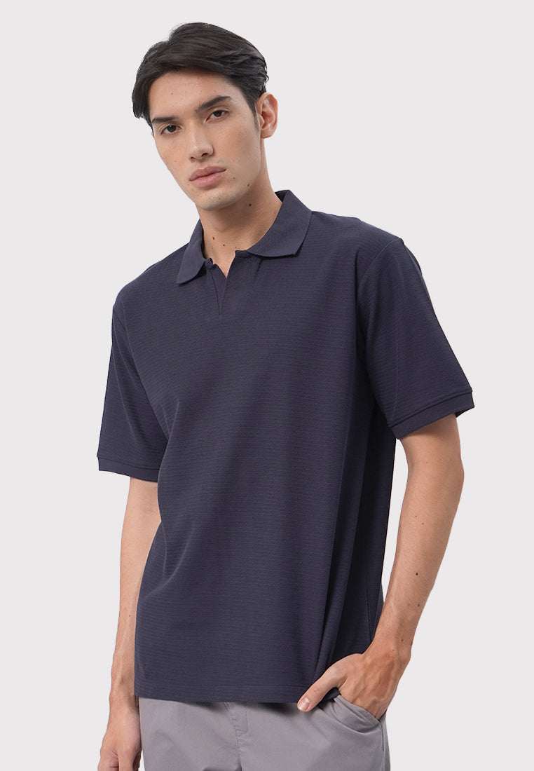 Short Sleeve Textured Polo Shirt