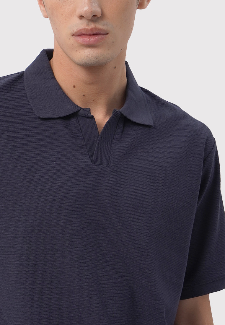 Short Sleeve Textured Polo Shirt