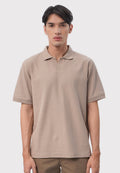 Taupe Short Sleeve Textured Polo Shirt
