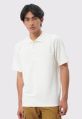 Short Sleeve Textured Polo Shirt Ecru