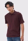 Short Sleeve Textured Polo Shirt Wine
