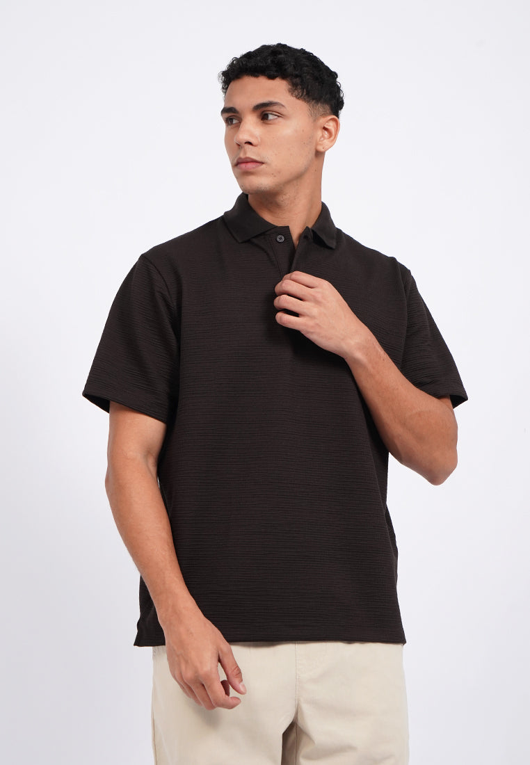 Jacquard Buttoned Polo Shirt