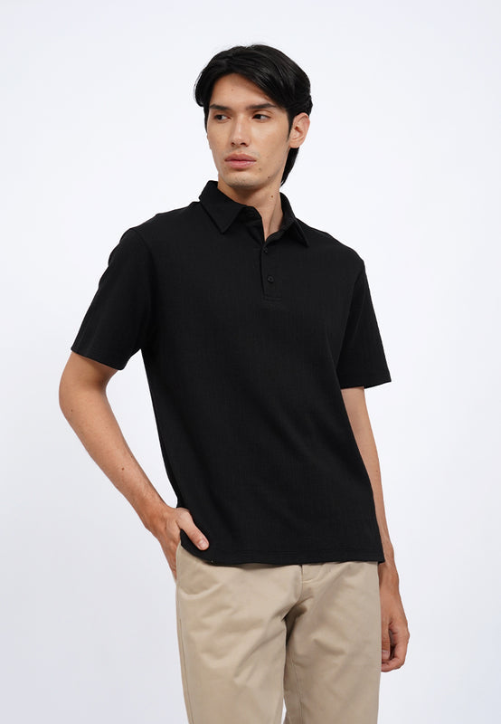 Short Sleeve Textured Polo Shirt