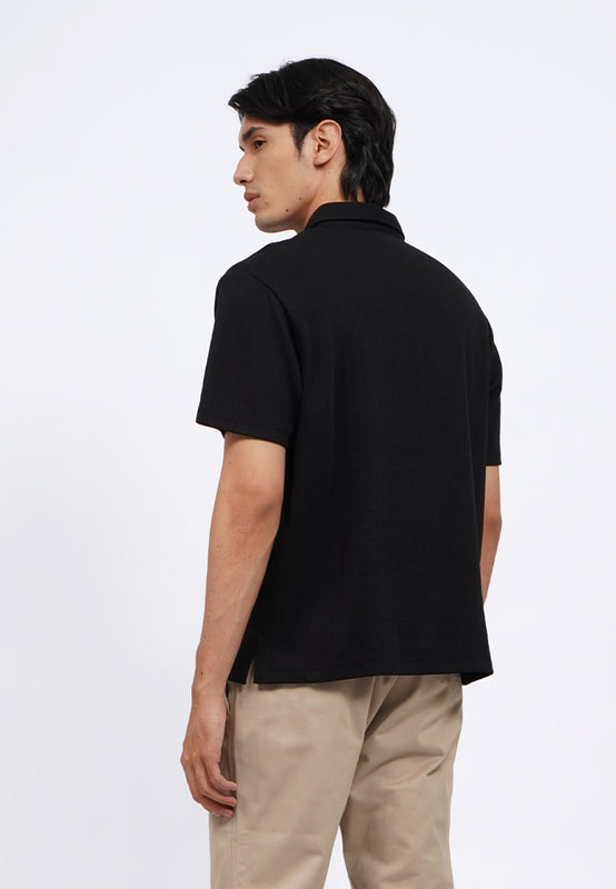 Short Sleeve Textured Polo Shirt
