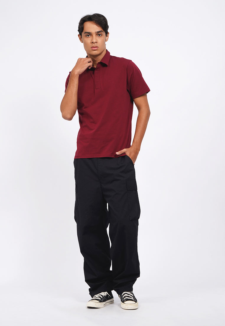 Hidden Placket Polo Shirt