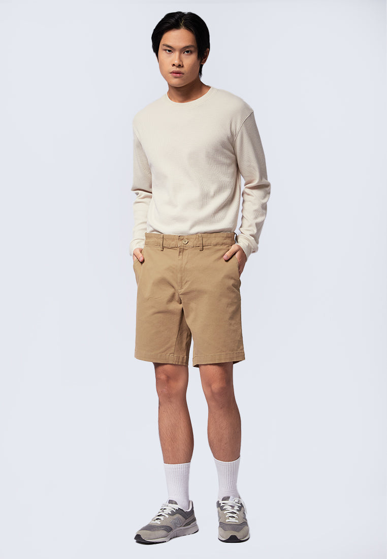 Slim Fit Short Chinos Pants Khaki
