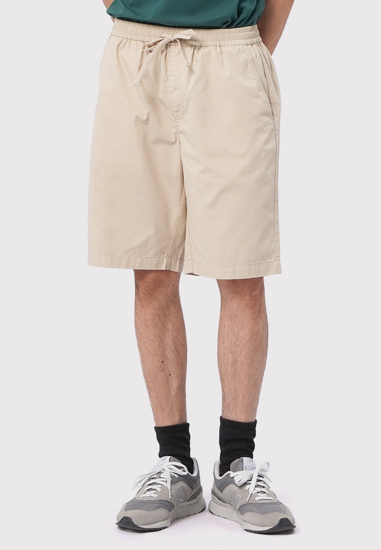 Slim Fit Drawstring Short Pants Beige