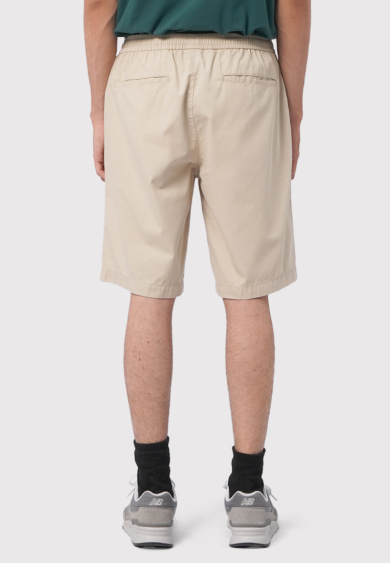 Slim Fit Drawstring Short Pants Beige