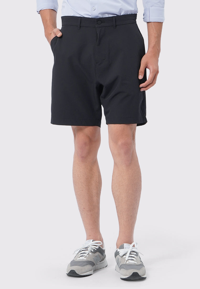 4-Way Stretch Textured Short Pants Black