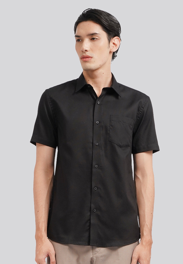 Slim Fit Short Sleeve Basic Shirt Black