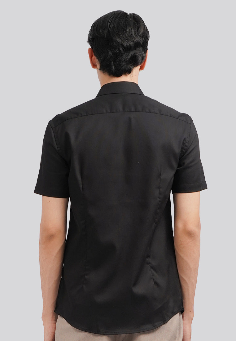 Slim Fit Short Sleeve Basic Shirt Black