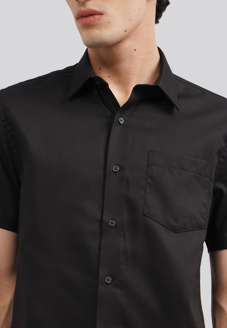 Slim Fit Short Sleeve Basic Shirt Black