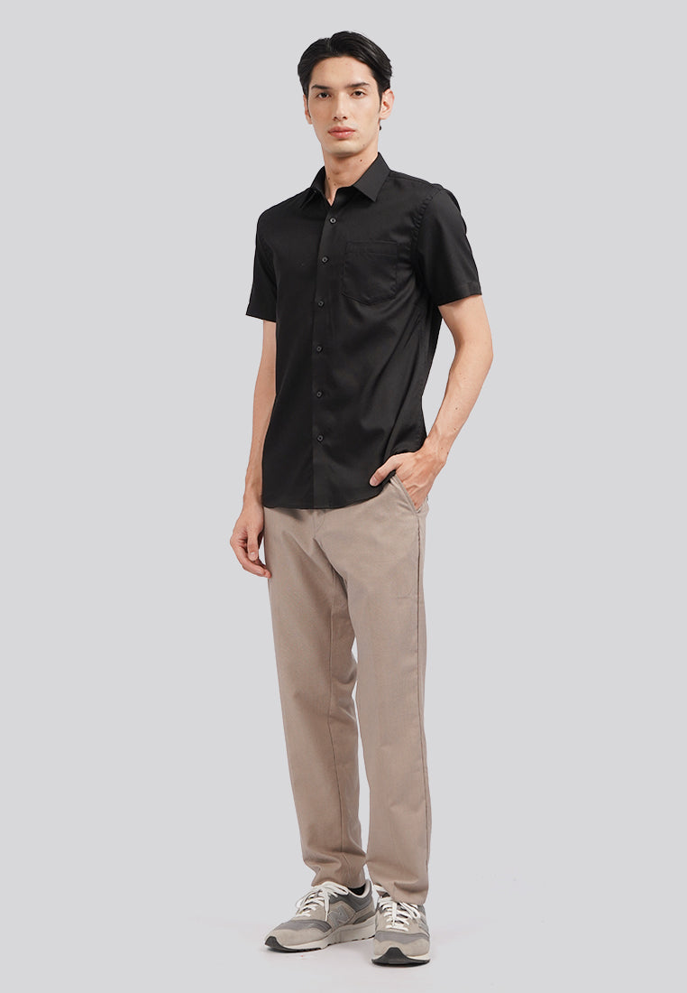 Slim Fit Short Sleeve Basic Shirt Black