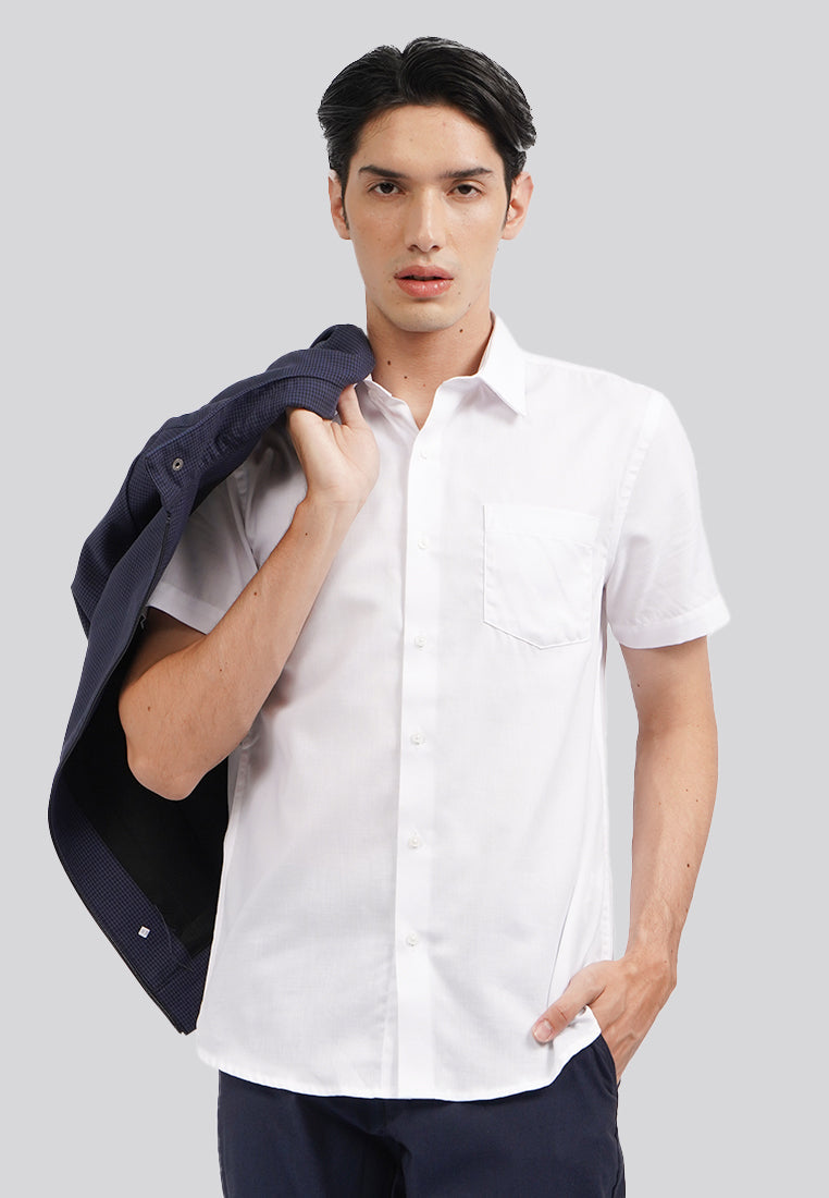 Slim Fit Short Sleeve Basic Shirt White