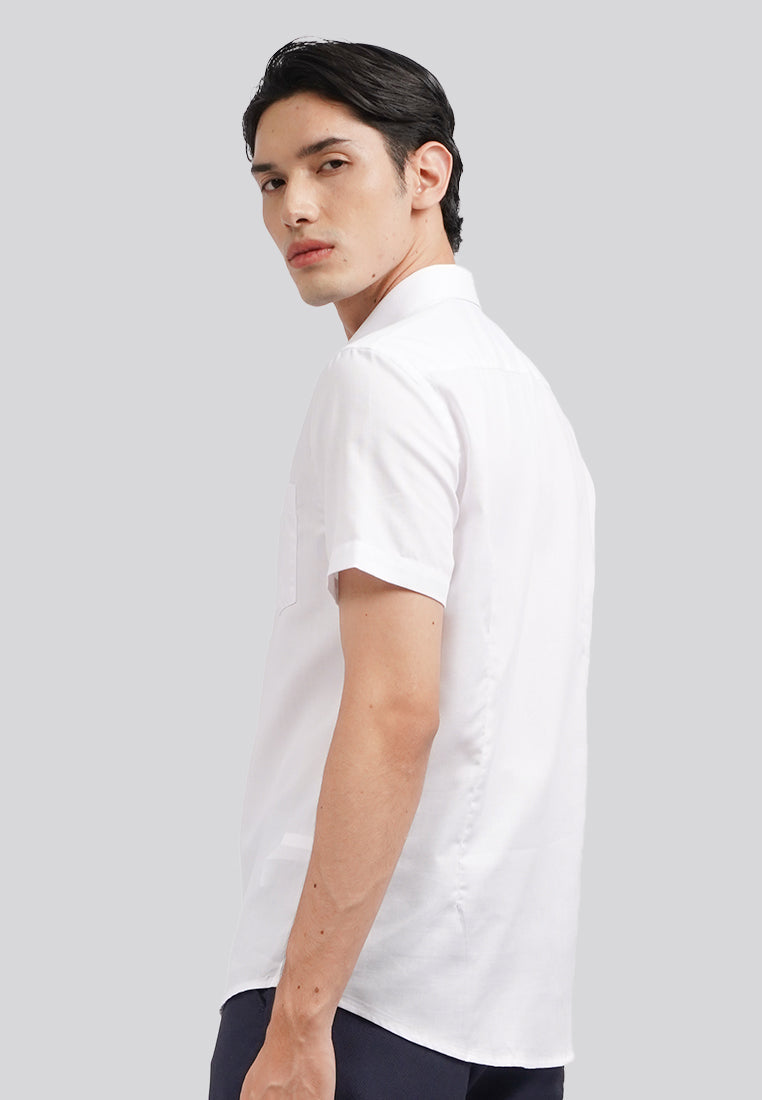 Slim Fit Short Sleeve Basic Shirt White