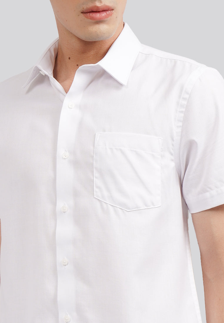 Slim Fit Short Sleeve Basic Shirt White